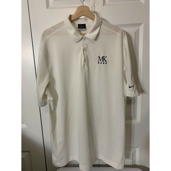 NIKE GOLF DRI-FIT‎ SHORT SLEEVE White Black POLO SHIRT MENS Sz XL MK Logo - Picture 3 of 8